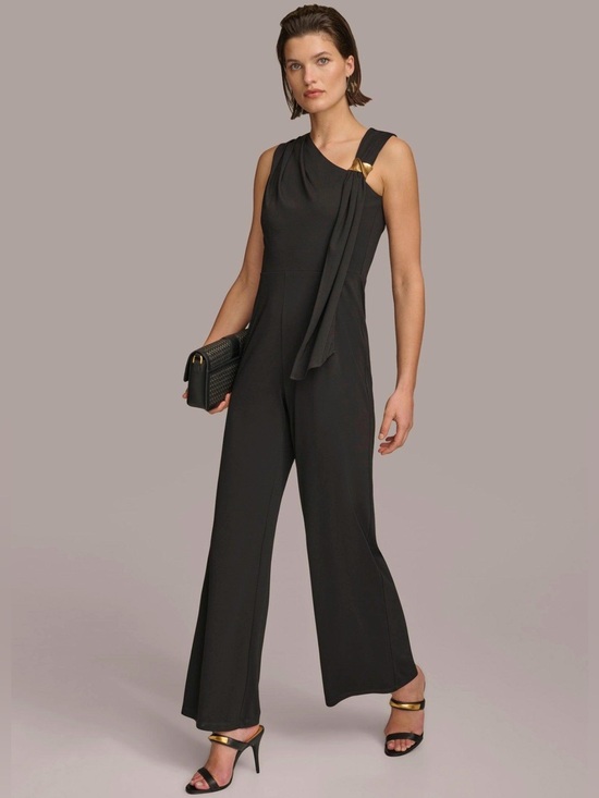 Donna Karan Pants - 🖤 NWT Donna Karan Collection Black Draped Hardware Jumpsuit🖤